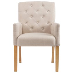 vidaXL Sillas de comedor con reposabrazos 4 unidades de tela beige 