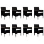 vidaXL Set de comedor de jardín 9 pzas ratán PE y madera acacia negro vidaXL Set de comedor de jardín 9 pzas ratán PE y madera acacia negro