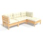 vidaXL Muebles de jardín 4 piezas con cojines madera de pino crema vidaXL Muebles de jardín 4 piezas con cojines madera de pino crema