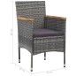 vidaXL Muebles de jardín 5 piezas ratán sintético gris y acacia 