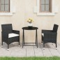 vidaXL Set bistró jardín 3 pzs ratán sintético vidrio templado negro vidaXL Set bistró jardín 3 pzs ratán sintético vidrio templado negro