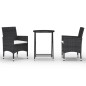vidaXL Set bistró jardín 3 pzs ratán sintético vidrio templado negro vidaXL Set bistró jardín 3 pzs ratán sintético vidrio templado negro