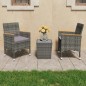vidaXL Mesa y sillas de jardín 3 pzas ratán PE y vidrio templado gris vidaXL Mesa y sillas de jardín 3 pzas ratán PE y vidrio templado gris
