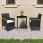vidaXL Set bistró jardín 3 pzs ratán sintético vidrio templado negro vidaXL Set bistró jardín 3 pzs ratán sintético vidrio templado negro