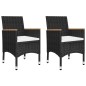 vidaXL Set bistró jardín 3 pzs ratán sintético vidrio templado negro vidaXL Set bistró jardín 3 pzs ratán sintético vidrio templado negro