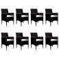 vidaXL Set de comedor de jardín 9 pzas ratán PE y madera acacia negro vidaXL Set de comedor de jardín 9 pzas ratán PE y madera acacia negro