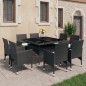 vidaXL Set de comedor de jardín 9 piezas ratán PE y vidrio negro vidaXL Set de comedor de jardín 9 piezas ratán PE y vidrio negro