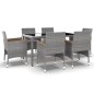 vidaXL Set de comedor de jardín 7 pzas ratán sintético vidrio gris vidaXL Set de comedor de jardín 7 pzas ratán sintético vidrio gris