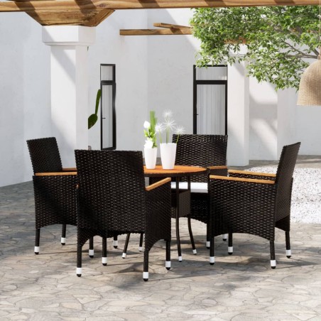vidaXL Juego de comedor para jardín 5 piezas ratán sintético negro
