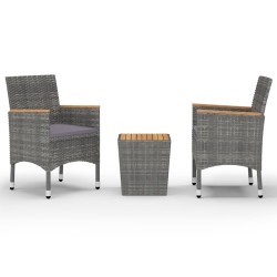 vidaXL Muebles de jardín 3 pzas ratán sintético madera acacia gris