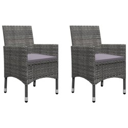vidaXL Muebles de jardín 3 pzas ratán sintético vidrio templado gris