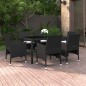 vidaXL Set de comedor de jardín 7 pzas ratán sintético vidrio negro vidaXL Set de comedor de jardín 7 pzas ratán sintético vidrio negro