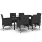 vidaXL Set de comedor de jardín 7 pzas ratán sintético vidrio negro vidaXL Set de comedor de jardín 7 pzas ratán sintético vidrio negro