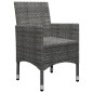 vidaXL Muebles de jardín 3 pzas ratán sintético vidrio templado gris