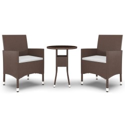 vidaXL Juego de comedor de jardín 3 piezas ratán sintético marrón