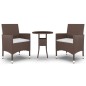 vidaXL Juego de comedor de jardín 3 piezas ratán sintético marrón