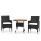 vidaXL Juego de comedor para jardín 3 piezas ratán sintético negro vidaXL Juego de comedor para jardín 3 piezas ratán sintético negro