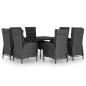 vidaXL Set de comedor de jardín 9 piezas ratán PE y vidrio negro