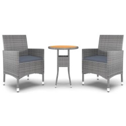 vidaXL Juego de comedor de jardín 3 piezas ratán sintético gris