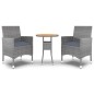 vidaXL Juego de comedor de jardín 3 piezas ratán sintético gris vidaXL Juego de comedor de jardín 3 piezas ratán sintético gris
