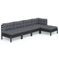vidaXL Muebles de jardín 5 pzas con cojines negro madera de pino vidaXL Muebles de jardín 5 pzas con cojines negro madera de pino