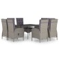 vidaXL Set de comedor de jardín 9 piezas ratán PE y vidrio gris vidaXL Set de comedor de jardín 9 piezas ratán PE y vidrio gris