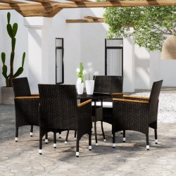 vidaXL Juego de comedor para jardín 5 piezas ratán sintético negro