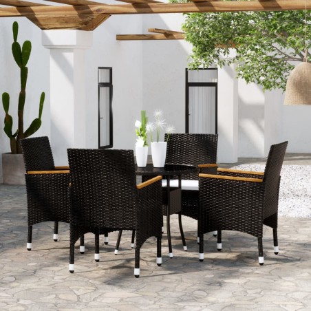 vidaXL Juego de comedor para jardín 5 piezas ratán sintético negro