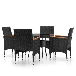 vidaXL Juego de comedor para jardín 5 piezas ratán sintético negro