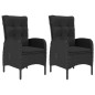 vidaXL Set de comedor de jardín 3 pzas ratán sintético y vidrio negro