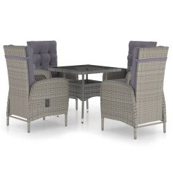 vidaXL Muebles de jardín 5 piezas ratán sintético y vidrio gris