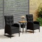 vidaXL Juego de comedor para jardín 3 piezas ratán sintético negro vidaXL Juego de comedor para jardín 3 piezas ratán sintético negro