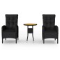 vidaXL Juego de comedor para jardín 3 piezas ratán sintético negro vidaXL Juego de comedor para jardín 3 piezas ratán sintético negro