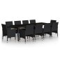 vidaXL Juego de comedor de jardín 11 piezas ratán sintético negro vidaXL Juego de comedor de jardín 11 piezas ratán sintético negro