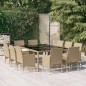 vidaXL Juego de comedor de jardín de 11 piezas ratán sintético beige