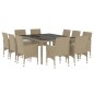 vidaXL Juego de comedor de jardín de 11 piezas ratán sintético beige