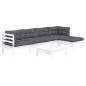 vidaXL Muebles de jardín 6 pzas con cojines blanco madera de pino vidaXL Muebles de jardín 6 pzas con cojines blanco madera de pino