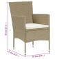 vidaXL Juego de comedor de jardín de 11 piezas ratán sintético beige