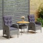 vidaXL Juego de bistró para jardín 3 piezas ratán sintético gris vidaXL Juego de bistró para jardín 3 piezas ratán sintético gris