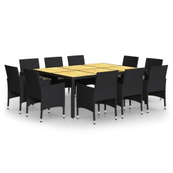 vidaXL Juego de comedor de jardín 11 piezas ratán sintético negro