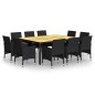 vidaXL Juego de comedor de jardín 11 piezas ratán sintético negro vidaXL Juego de comedor de jardín 11 piezas ratán sintético negro