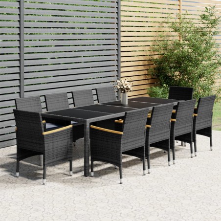vidaXL Juego de comedor de jardín 11 piezas ratán sintético gris