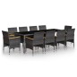 vidaXL Juego de comedor de jardín 11 piezas ratán sintético gris vidaXL Juego de comedor de jardín 11 piezas ratán sintético gris