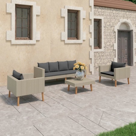 vidaXL Set de muebles de jardín 4 pzas y cojines ratán sintético beige