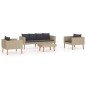 vidaXL Set de muebles de jardín 4 pzas y cojines ratán sintético beige vidaXL Set de muebles de jardín 4 pzas y cojines ratán sintético beige