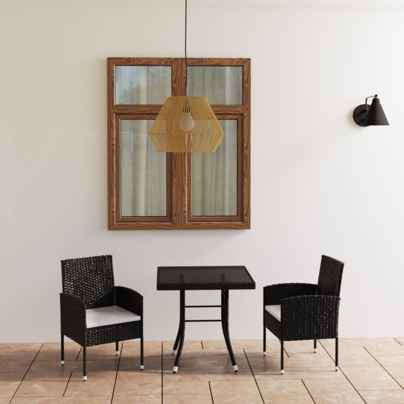 vidaXL Juego de comedor para jardín 3 piezas ratán sintético negro vidaXL Juego de comedor para jardín 3 piezas ratán sintético negro