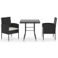 vidaXL Juego de comedor para jardín 3 piezas ratán sintético negro vidaXL Juego de comedor para jardín 3 piezas ratán sintético negro