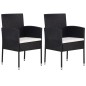 vidaXL Juego de comedor para jardín 3 piezas ratán sintético negro vidaXL Juego de comedor para jardín 3 piezas ratán sintético negro