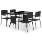 vidaXL Juego de comedor para jardín 5 piezas ratán sintético negro vidaXL Juego de comedor para jardín 5 piezas ratán sintético negro