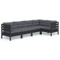 vidaXL Muebles de jardín 5 pzas con cojines negro madera de pino vidaXL Muebles de jardín 5 pzas con cojines negro madera de pino